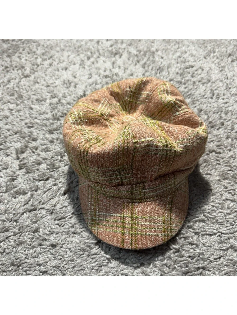 Vintage Y2K Laplein New York Plaid Wool Newsboy Cap Pink Plaid Women’s